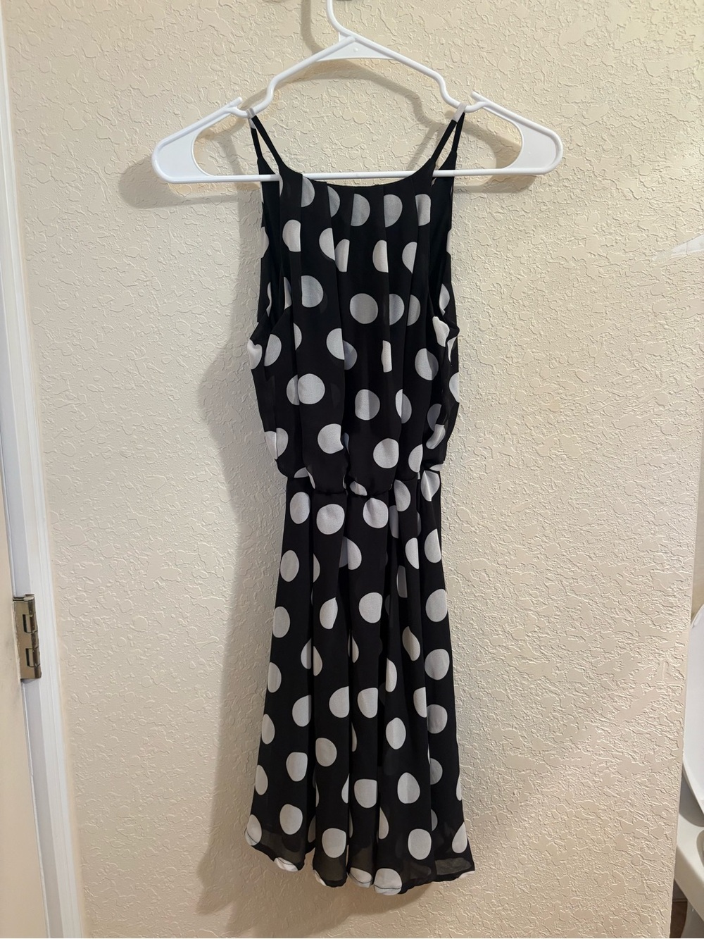 Ami Black Dress with White Polka Dots